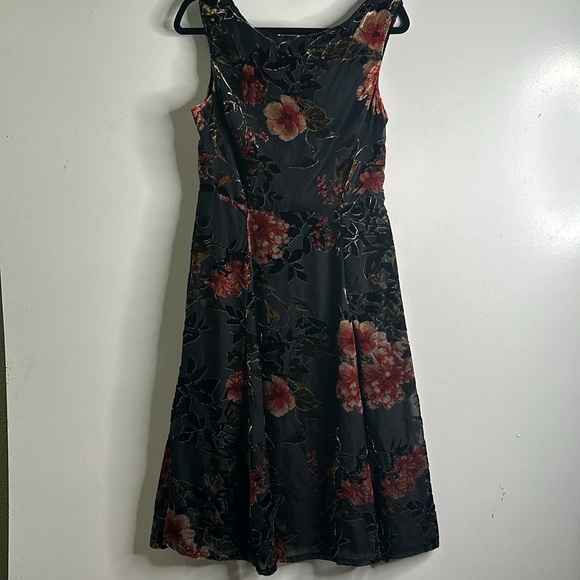 Betsey Johnson burn out velvet crepe floral mid dress size 10 grunge whimsigod - Picture 6 of 13